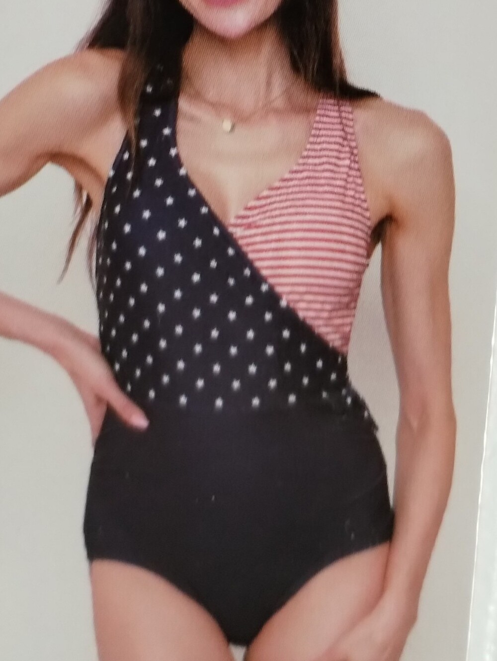 NWT Plus Size Berkley Jensen Patriotic One-Piece Swim Suit With Crossover Back